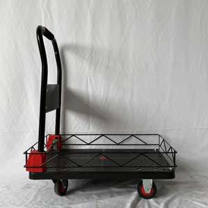 Enclosed Platform Trolley with Cage Plastic <b>Handcart</b> with Fence Trolley Cart Mesh Hand Truck Made in China - Product Image 3