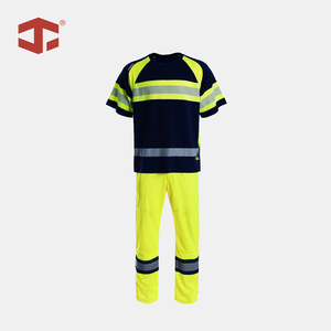 Ensemble de travail d'été JIADE <span class=keywords><strong>pour</strong></span> hommes : T-shirt réfléchissant haute visibilité et pantalon ventilé, éco-responsable, rafraîchissant et anti-humidité - Product Image 1