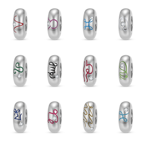 Elegantes Dijes de Plata de Ley S925 con los 12 Signos del Zodiaco, Ideales para Pulseras, Colgantes DIY y Accesorios de Joyería - Product Image 1