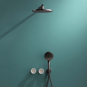 Cross-border Light Luxury Wall-<b>Mounted</b> Top <b>Spray</b> Round Shower Set All-Copper Hot Cold Hidden Pre-Embedded Chrome Concealed FL-08 - Product Image 3