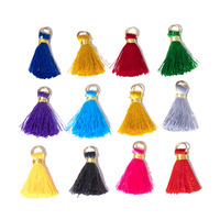 Grosir Rumbai Mini Multi-warna 2cm Dengan Loop Logam Benang Emas Pengunci Rumbai Kecil untuk DIY Gelang Gantungan Tas Perlengkapan Kerajinan
