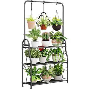Support pour <span class=keywords><strong>plantes</strong></span> multiples à 3 niveaux, pour balcon, jardin, patio, intérieur et <span class=keywords><strong>extérieur</strong></span>, grand support d'angle suspendu pour <span class=keywords><strong>plantes</strong></span>, <span class=keywords><strong>étagère</strong></span> à fleurs en métal - Product Image 1