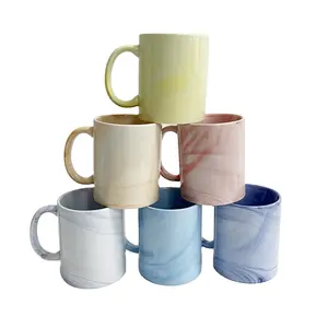 Taza de cerámica con esmalte de nube Multicolor para taza de cepillo de dientes con mango, enjuague bucal impreso con esmalte de mármol, taza personalizada