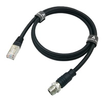 Conector M12 Código X de 8 pines a cable moldeado RJ45 Cámara industrial Cat6 Cable Ethernet Bus de campo industrial