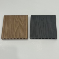 Planches de terrasse rondes creuses en WPC Hisoa résistantes aux UV, couleur ivoire, avec feuilles de bateau en EVA, finition brillante