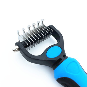Pettine Dematting Double-face in acciaio inox per districare <span class=keywords><strong>Deshedding</strong></span> spazzolatura rastrello sottopelo per cani e gatti - Product Image 4