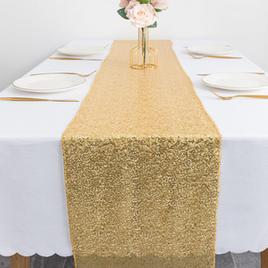 <span class=keywords><strong>Chemin</strong></span> <span class=keywords><strong>de</strong></span> <span class=keywords><strong>table</strong></span> long en polyester 100% personnalisable, style européen, tissé, brillant, à paillettes dorées, pour la maison, l'hôtel, les dîners et les mariages - Product Image 1