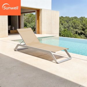 Chaise longue de <span class=keywords><strong>plage</strong></span> et de piscine en aluminium empilable, durable et confortable, avec tissu d'extérieur – Vente en gros - Product Image 4