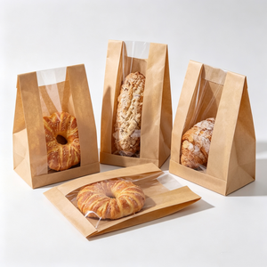 Bolsa <span class=keywords><strong>de</strong></span> Papel Kraft Personalizada con Ventana para Pan Francés, Baguette, Pan Tostado, Galletas, Bizcochos y Pasteles - Product Image 1