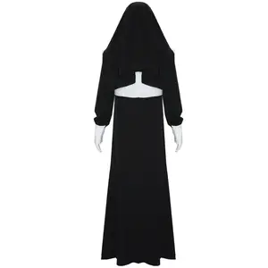 Baige Halloween Mother Superior Costume Black Priest Outfit Mary Priest Traditional Nun Cosplay Costume