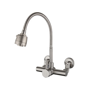 304 Stainless Steel Wall Mounted Single Handle Flexible Kitchen Faucet Modern Design <b>Hot</b> <b>Cold</b> Water - Product Image 1