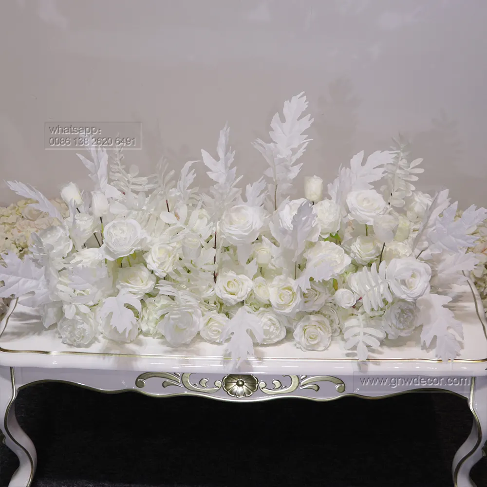 Wholesale Decorative Artificial White Rose Romantic Country Wedding Flower Arrangement