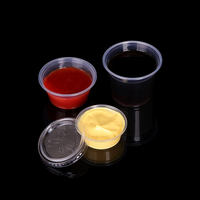 Vente en gros directe d'usine 1/2/3.25/4 oz Gobelet en plastique transparent jetable à paroi simple avec couvercle Utilisé pour les sauces