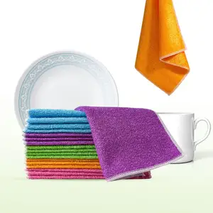 Bamboo fiber rag special absorbent oil dishwashing towel Household dishwashing cloth is oil-free and easy to clean