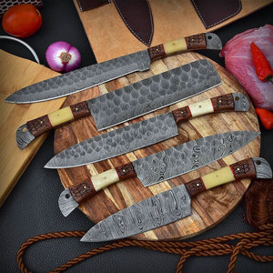 Juego de Cuchillos de Cocina Profesionales de Acero de Damasco de 5 Piezas de Primera Calidad, Mangos de Madera, Diseño Ambidiestro, Hoja Pulida, Sostenible - Product Image 2