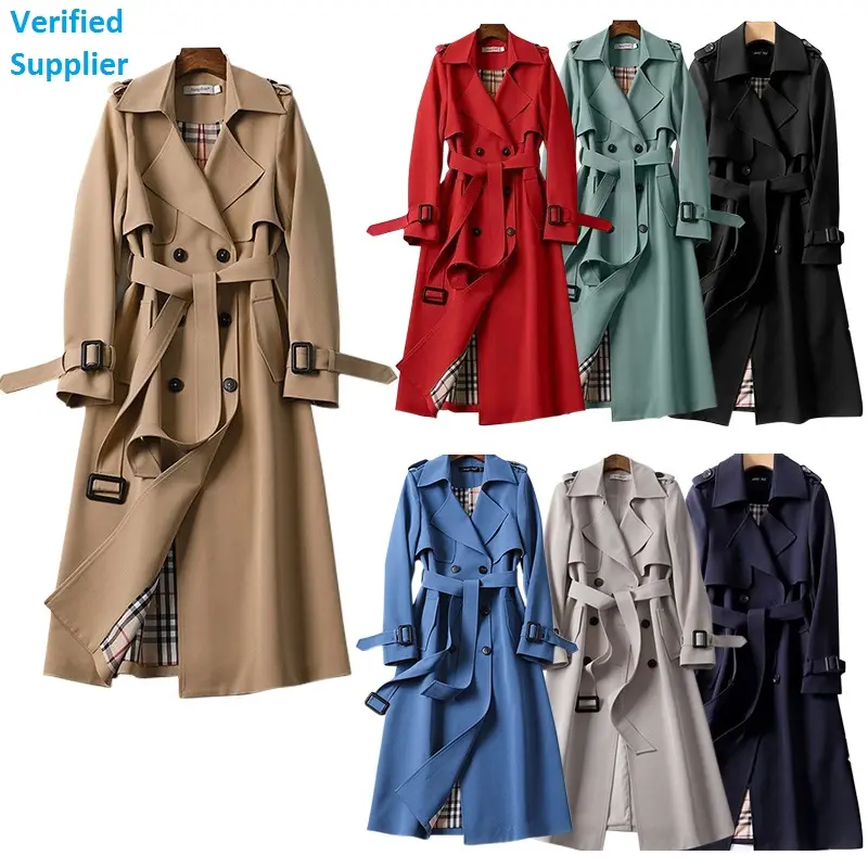 Korean Coat 2022 Women Fall Winter Long Sleeve Over Coat Overcoat Double Breasted Long Ladies Jacket Trench Coat Women