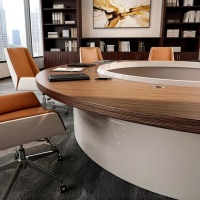 Table de conférence HYZ-290X en placage de noyer, en forme de C, personnalisable, moderne et simple, pour formation et négociation, 2m, 20 personnes, anti-corrosion