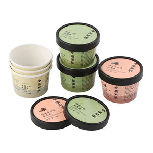 Sinh Thái Thân Thiện Với Tùy Chỉnh Dùng Một Lần Phân Hủy Sinh Học Bao Bì Kem Cốc Giấy Với Logo In Sữa Chua Gelato Bát - Product Image 1