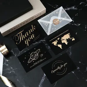 Custom Small Greeting Cards Gold Foil Message Card Envelope Custom Birthday Thank You PostCard Box Set For Small Business