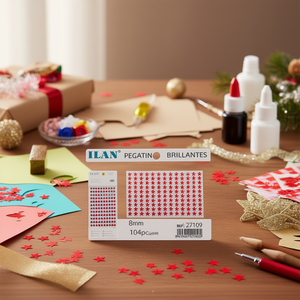 Pegatinas de Diamantes de Imitación en Forma de Estrella Roja Ilan, 8 mm, Aprox. 104 Piezas, Ref. 27109 - Product Image 2