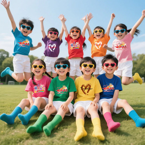 Children's Custom Colorful T-Shirts Round Neck Short Sleeve With Logo Printing For Kindergarten Class Uniforms Team Building - Product Image 1