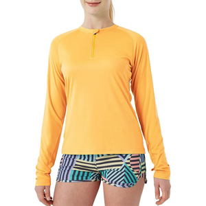 เสื้อออกกำลังกายแขนยาวมีซิปสำหรับผู้หญิงเสื้อแรน UPF50 + กันแดดกันยูวีแห้งเร็วเสื้อออกกำลังกายเดินป่าโลโก้ตามสั่ง - Product Image 5