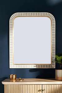 Elegant Style Bone Inlay <b>Wall</b> <b>Mirror</b> With Geometric Pattern Frame And Gold Accents Perfect For Modern Home Decor - Product Image 3