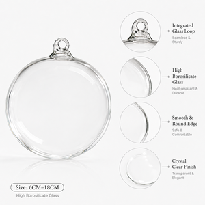 Di alta qualità fatto a mano in <span class=keywords><strong>vetro</strong></span> chiaro <span class=keywords><strong>natale</strong></span> appeso ornamento personalizzabile rotondo per la festa a casa e decorazione grafica incisa - Product Image 1