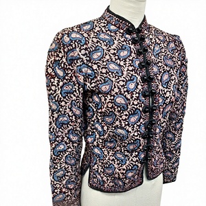 Reversible Breathable Woven 100% Cotton Indian Hand Block Print Vintage <b>Quilted</b> Winter <b>Jacket</b> with Button Closure for Women - Product Image 1
