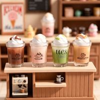 Breloques miniatures en résine en forme de bouchon de lait et de tasse à café, pendentifs de boisson effet neige, accessoires DIY pour la décoration de porte-clés et de voiture