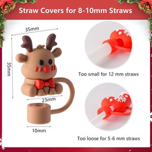 Fundas de Silicona Navideñas para Vasos, Tapas Protectoras para Pajitas de 10 mm (0.4 pulgadas), Accesorios para Pajitas - Product Image 2