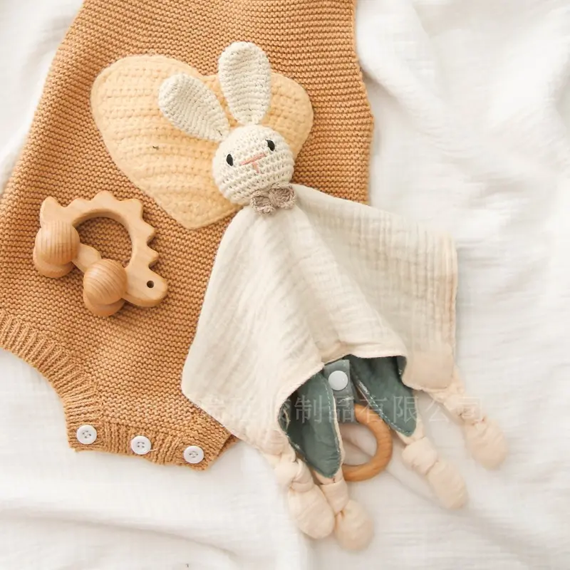 Selimut Muslin lembut bayi baru lahir selimut keamanan cantik handuk bayi Mainan Gigit Bayi Hewan selimut keamanan bayi