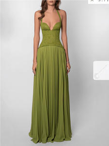 Nuovo Abito alla Moda e <span class=keywords><strong>Sexy</strong></span> con Schiena Scoperta, Collo all'Americana, Scollatura Profonda, Spalle Scoperte e Plissettato per Donne - Product Image 1