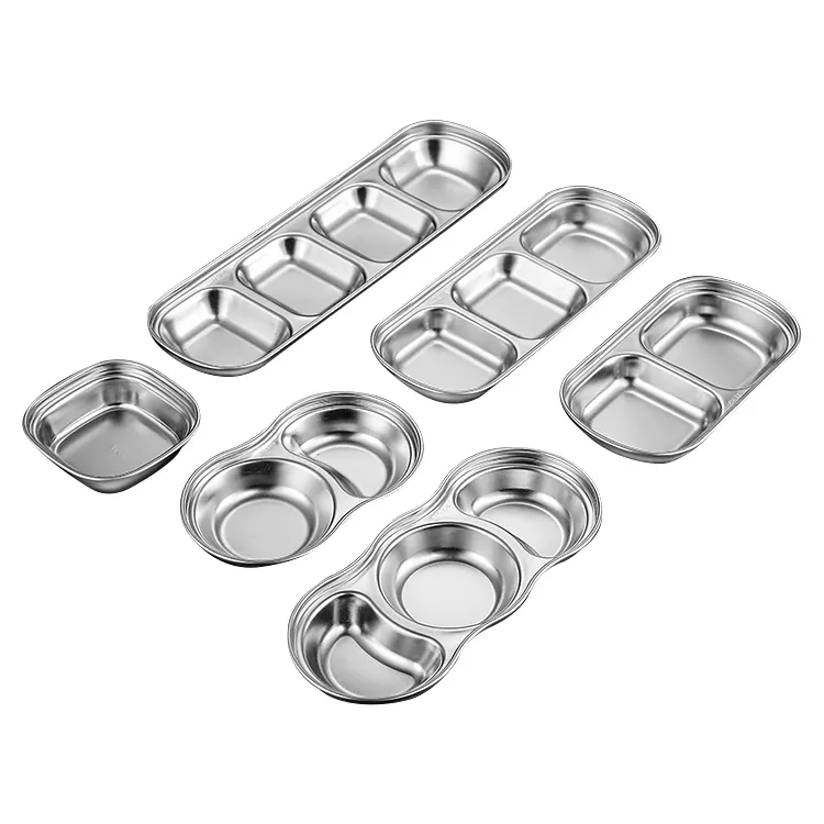 Stainless Steel Saucer Hot Pot Barbecue Dipping Saucer Anti Drop Sauce Seasoning Plate Mini Sauce Dish