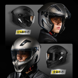 Casco Modular Abatible para Adultos |   Visera Doble, Negro Brillante, Certificación DOT/ECE para Conducción en Carretera y Todoterreno - Product Image 3