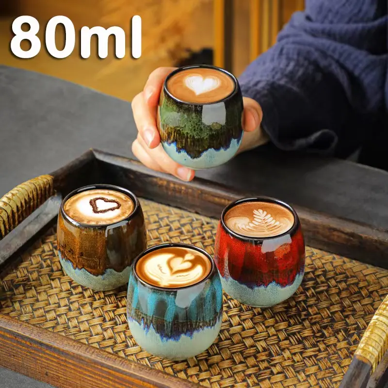 Cheap 80ML kiln hand-painted porcelain mug small espresso coffee ceramic cup wholesale