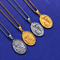 Collier pendentif en acier inoxydable or argent, médaille de saint patron, saint Gabriel archange, amulette, bijoux catholiques pour hommes