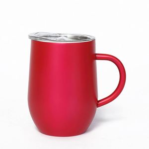 12Oz Customized Logo <b>Double</b> <b>Wall</b> Stainless Steel Wine Tumbler Insulated Coffee <b>Mug</b> Egg Shape Travel Print Cup With Handle - Product Image 5