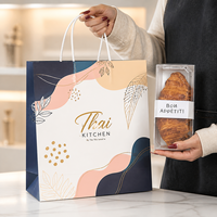 Sac en papier compostable plié pour restaurant, emballage de boulangerie, faible MOQ, commande d'essai pour marques de restauration rapide