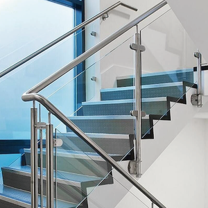 Offre Spéciale : Garde-corps en verre sur poteau, <span class=keywords><strong>balustrade</strong></span> en verre encadrée en acier inoxydable/aluminium/bois pour escaliers intérieurs, directement de l'usine - Product Image 1
