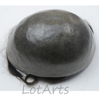 Prothèse capillaire homme en PU ultra-fin, style européen, ondulée, avec boucles en V, ligne de cheveux naturelle, cheveux Remy, densité 110%, système de remplacement capillaire en cheveux humains