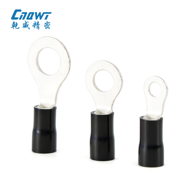 RV3.5 Black Pre-Insulated Ring Terminal Lug Cold Pressed Copper Crimp Connector for Automotive Wiring RV3 5 Ring Terminal Lug