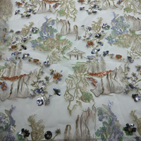 Tissu en velours coréen doux avec broderie de perles et sequins colorés pour robes de mariée - Prix de gros