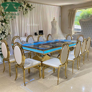 طاولة طعام زجاجية عصرية مستوردة بإضاءة LED، طاولة زجاجية طويلة - Product Image 3