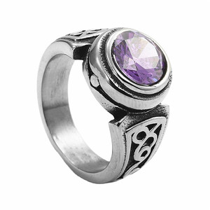 Men's Titanium Steel <b>Ring</b> Geometric Design Bezel Setting Multi Color <b>Crystal</b> Punk Style Fashion Jewelry Gift - Product Image 4