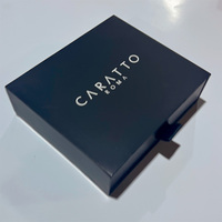 Sabuk kulit kustom hitam dompet pria kotak hadiah penyimpanan laminasi Matt jenis garis spons timbul untuk kemasan tampilan