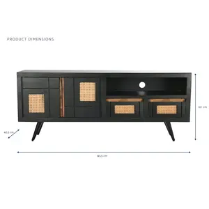 MANGO <b>RATTAN</b> <b>TV</b> <b>UNIT</b> 145.5X40.5X60 BLACK - Product Image 2