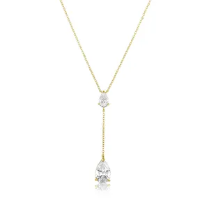Gemnel factory fashion jewelry diamond drop pendant 925 silver dangle pear cubic zircon charm necklaces
