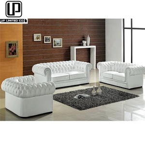 Sofás de Cuero Genuino Blanco de Estilo Europeo y Americano, Muebles de Sala de Estar, Lujosos y Económicos - Product Image 1