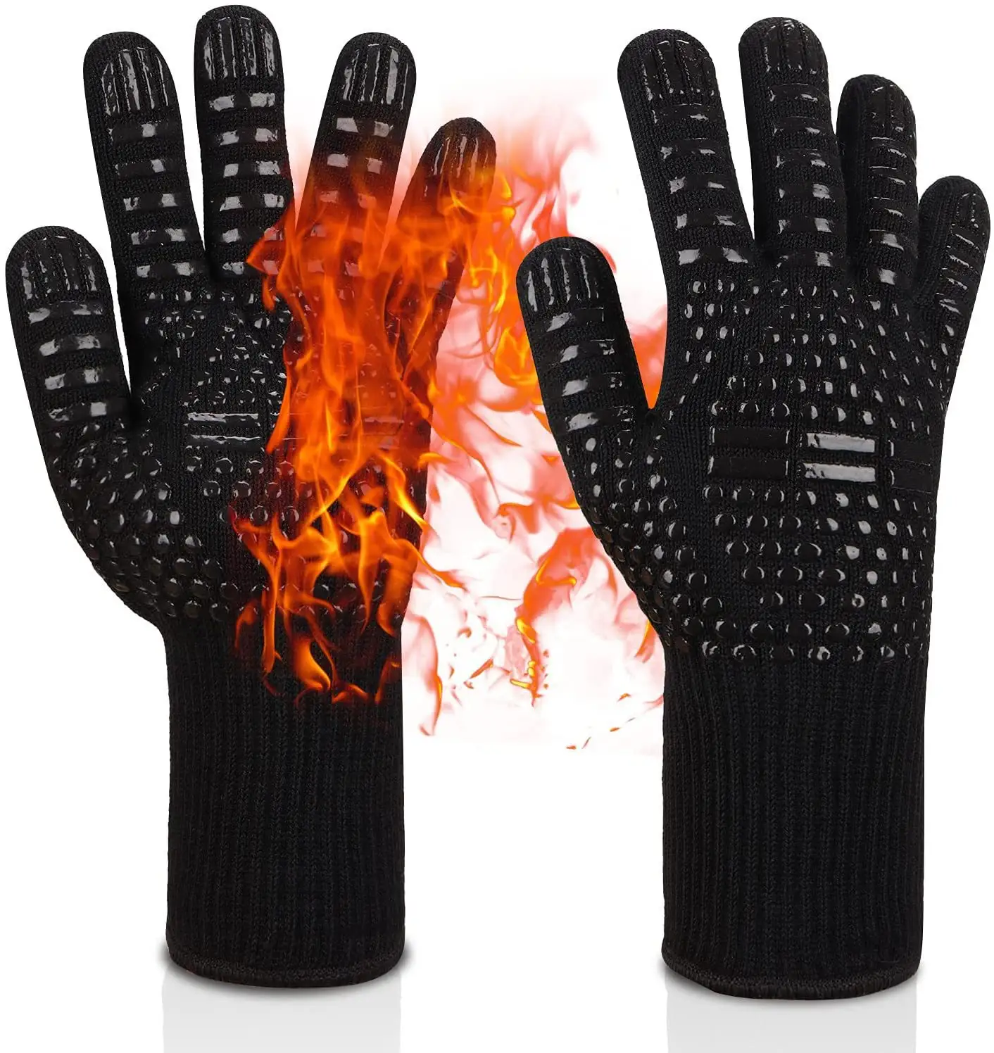 New Aramid Churrasco Algodão Silicone Forno Mitts Luvas Extreme Heat Resistant Glove Grill BBQ Luva para Cozinhar Cozimento